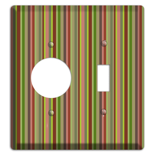 Multi Olive Burgundy Vertical Stripes Receptacle / Toggle Wallplate