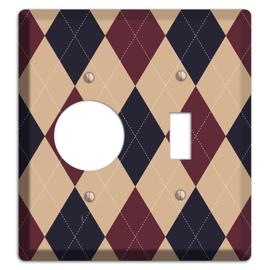 Brown and Tan Argyle Receptacle / Toggle Wallplate