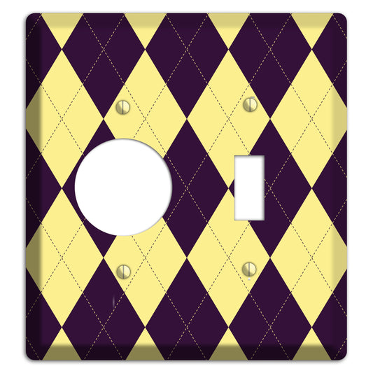 Yellow and Black Argyle Receptacle / Toggle Wallplate