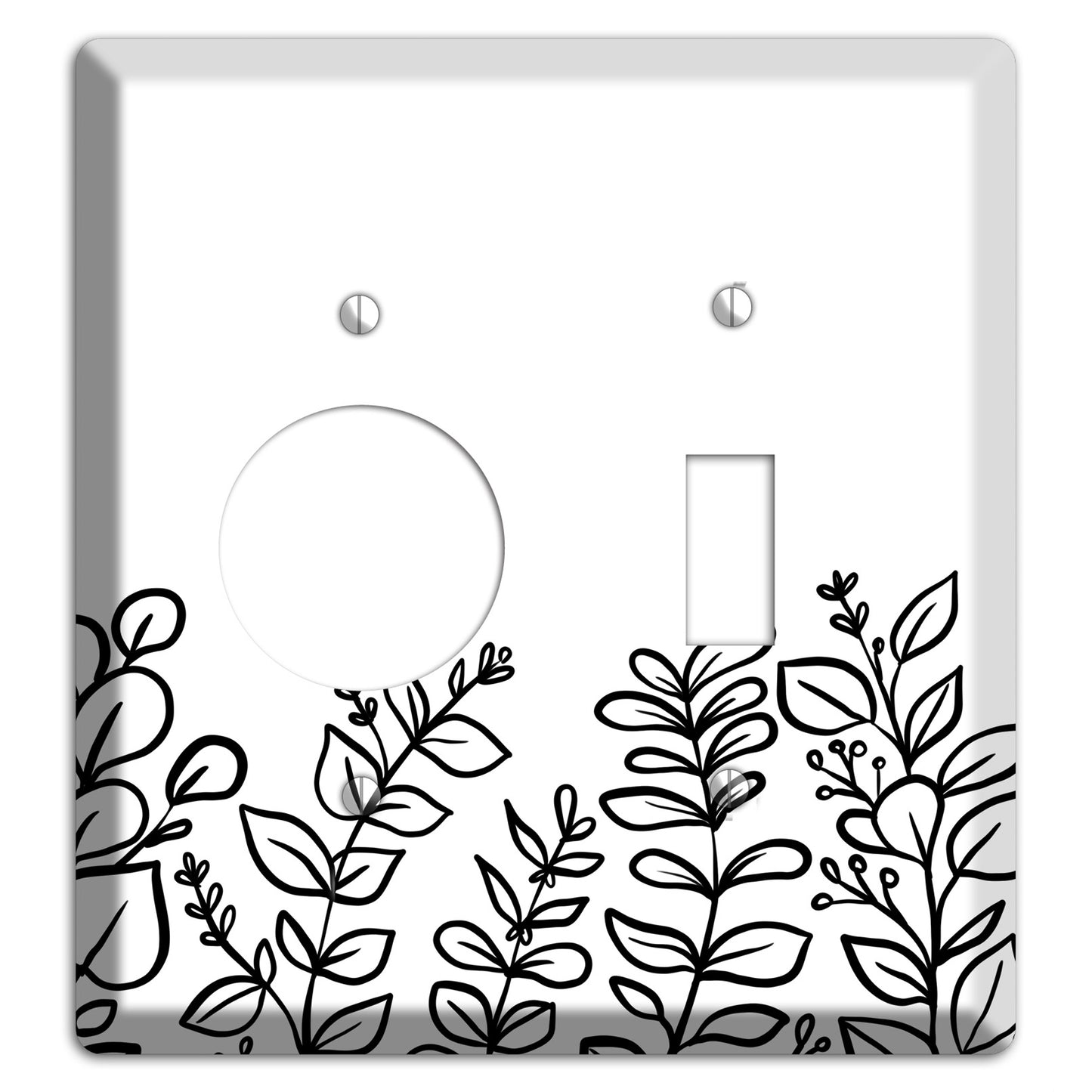 Hand-Drawn Floral 13 Receptacle / Toggle Wallplate