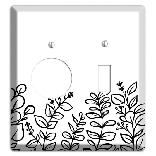 Hand-Drawn Floral 13 Receptacle / Toggle Wallplate