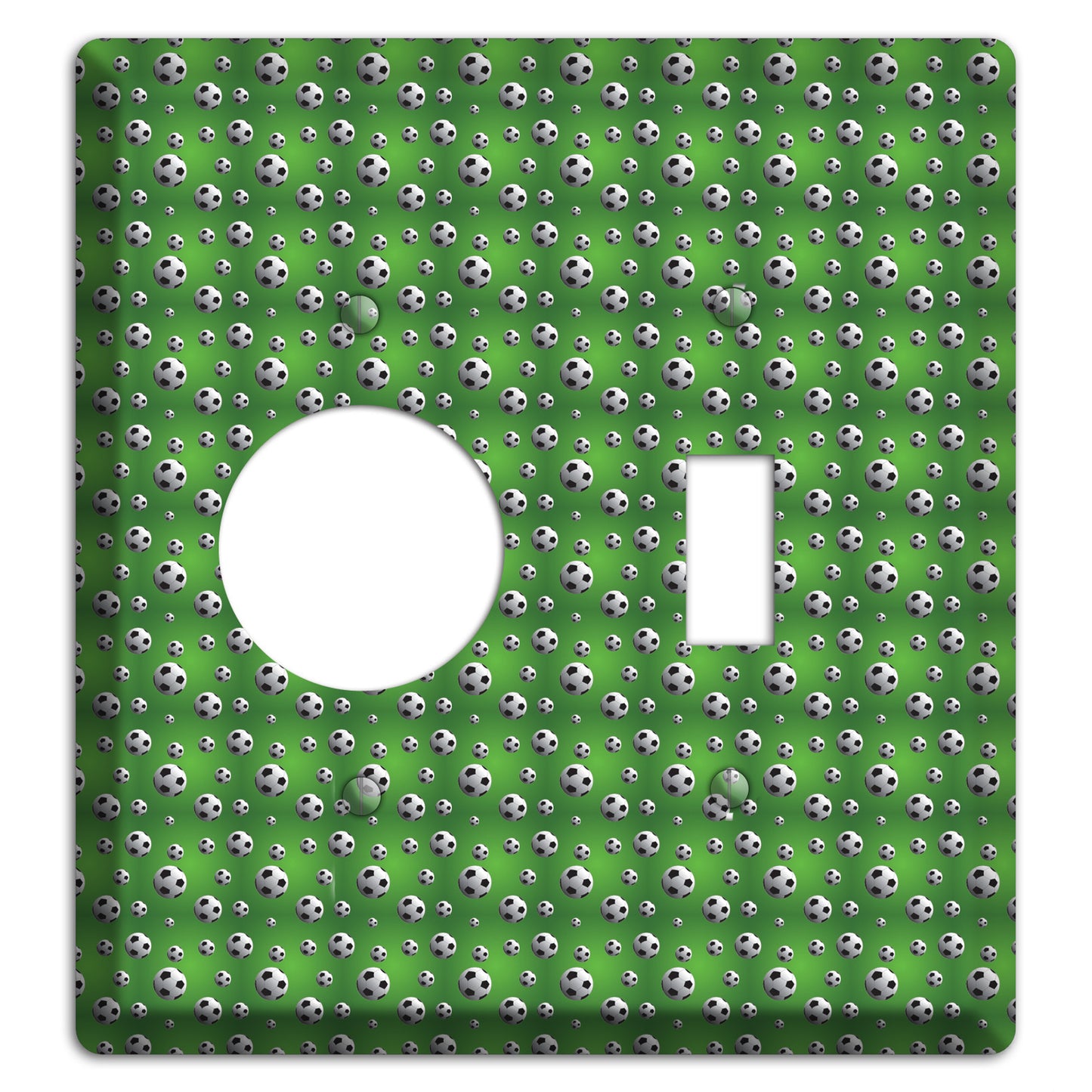 Green with Soccer Balls Receptacle / Toggle Wallplate