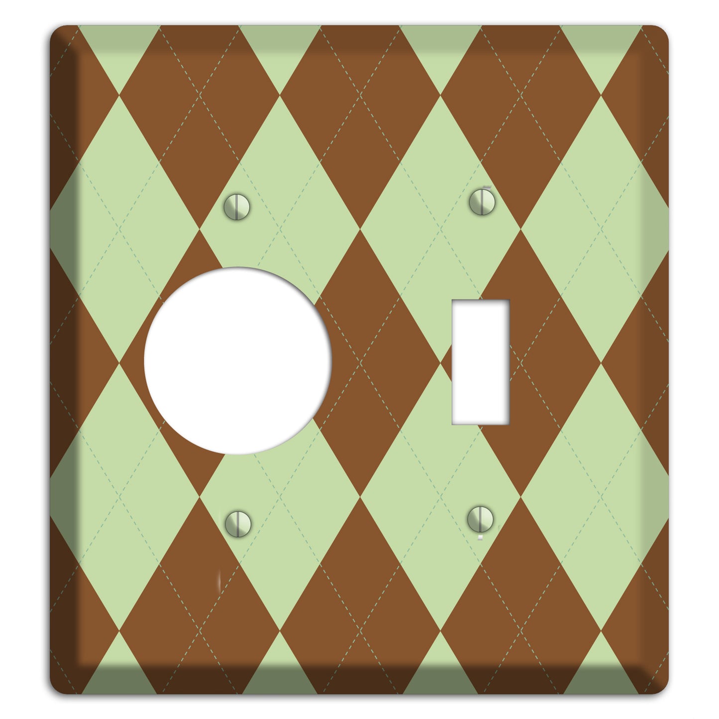 Brown and Green Argyle Receptacle / Toggle Wallplate