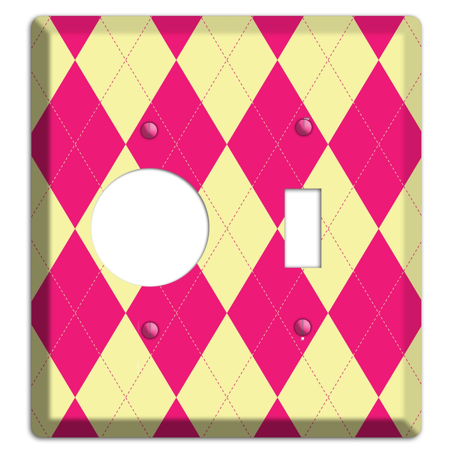 Pink and Yellow Argyle Receptacle / Toggle Wallplate