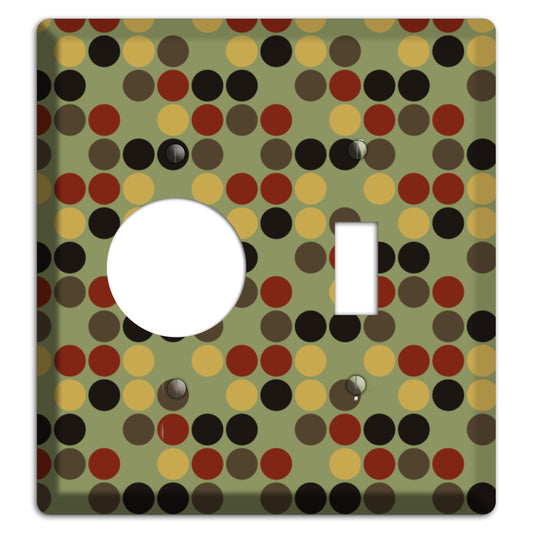 Olive with Red Brown Black Offset Dots Receptacle / Toggle Wallplate