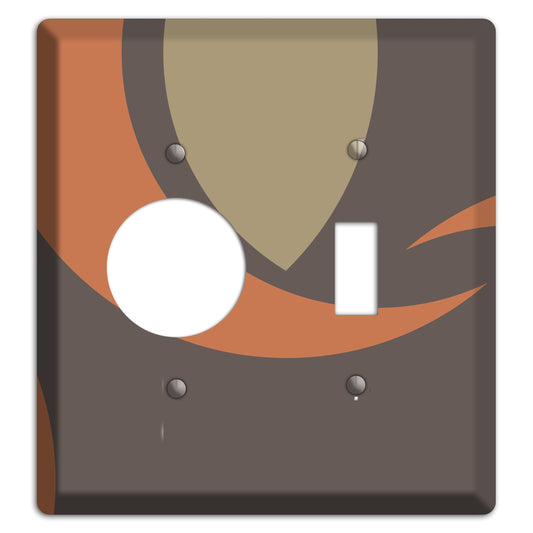 Grey Beige and Orange Abstract Receptacle / Toggle Wallplate