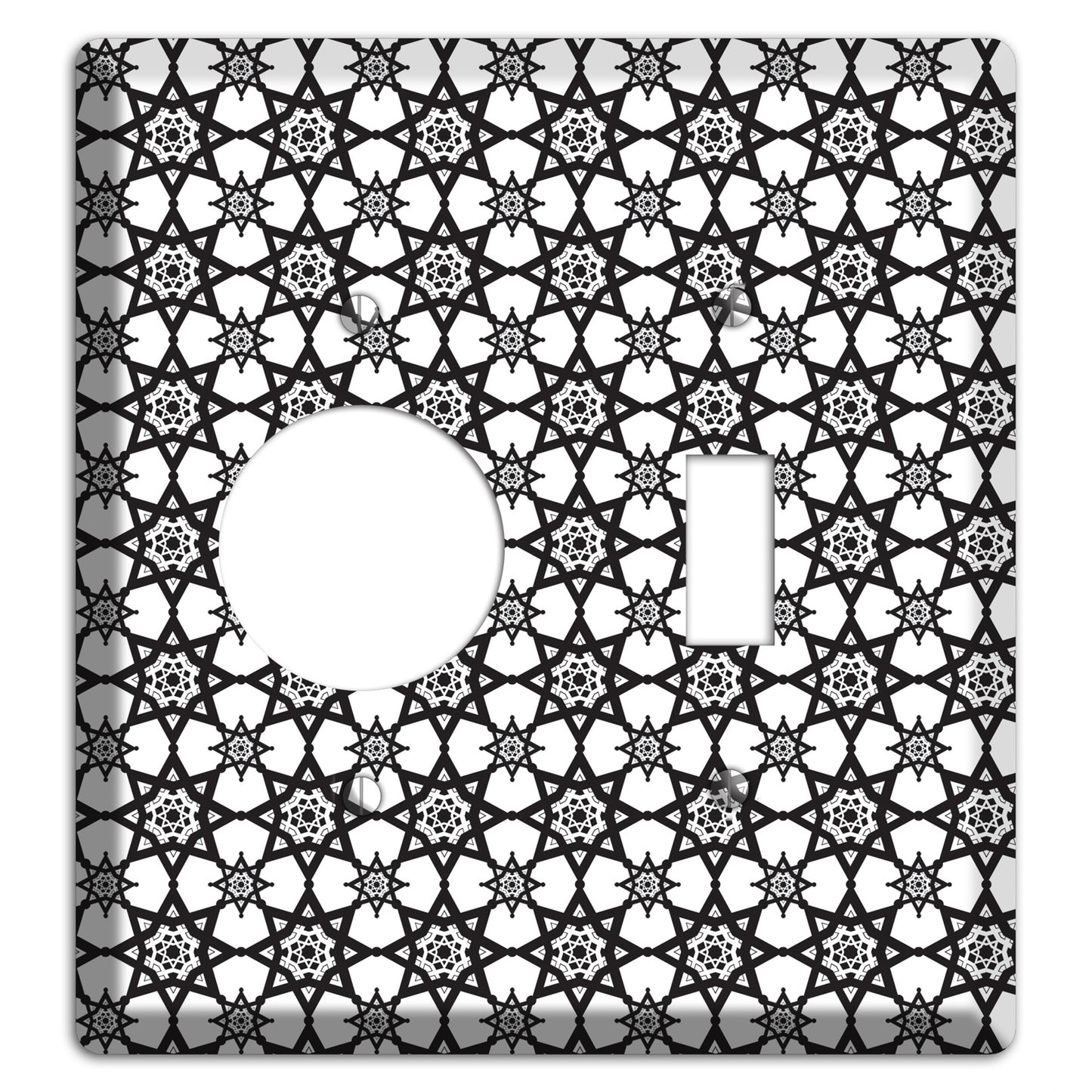 White and Black Arabesque Receptacle / Toggle Wallplate