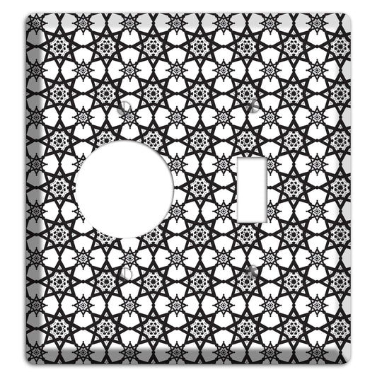 White and Black Arabesque Receptacle / Toggle Wallplate