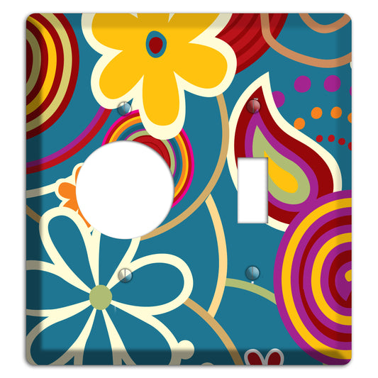 Bold Blue Flowers Receptacle / Toggle Wallplate