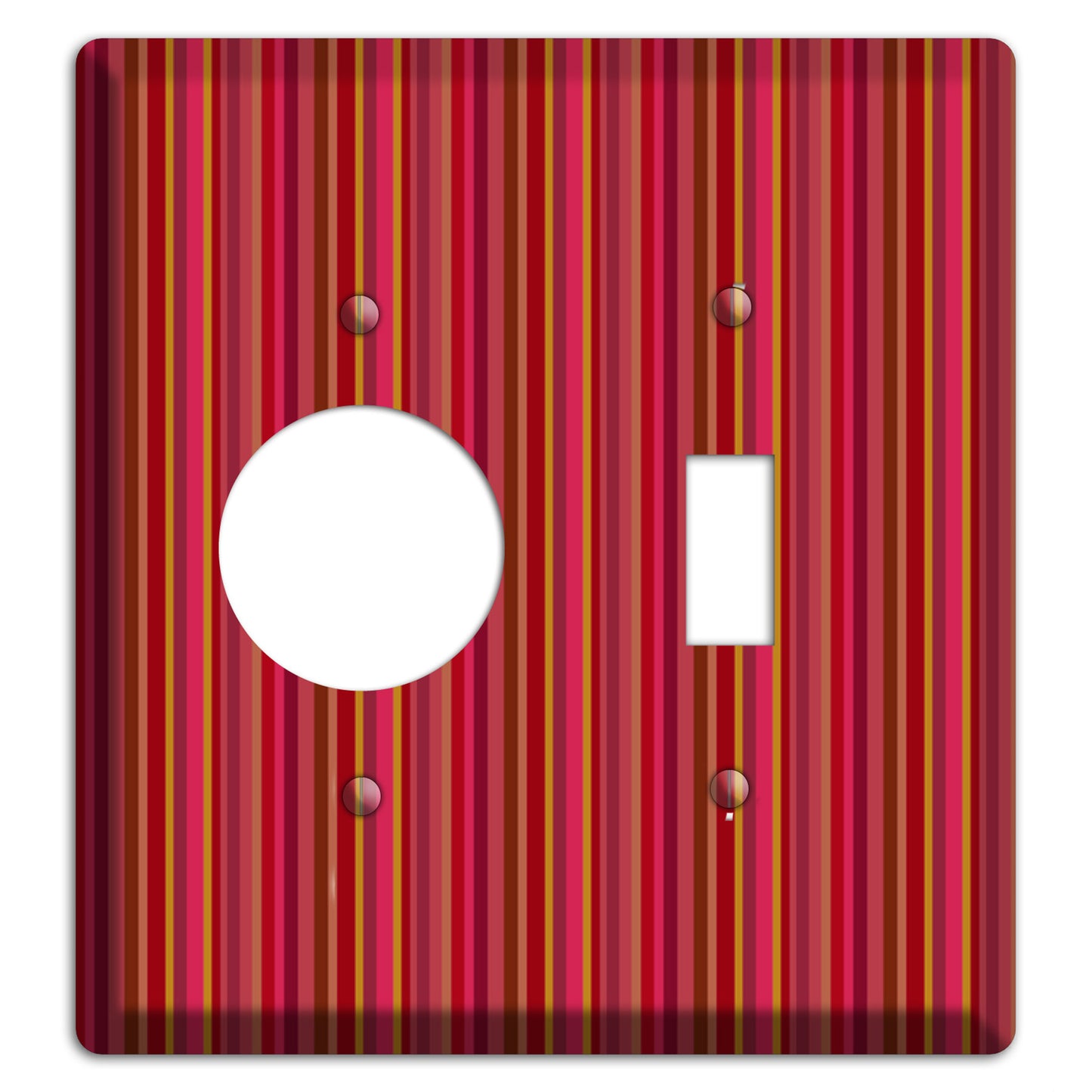 Multi Red Vertical Stripes 2 Receptacle / Toggle Wallplate