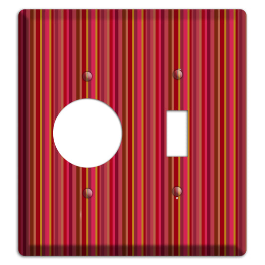 Multi Red Vertical Stripes 2 Receptacle / Toggle Wallplate