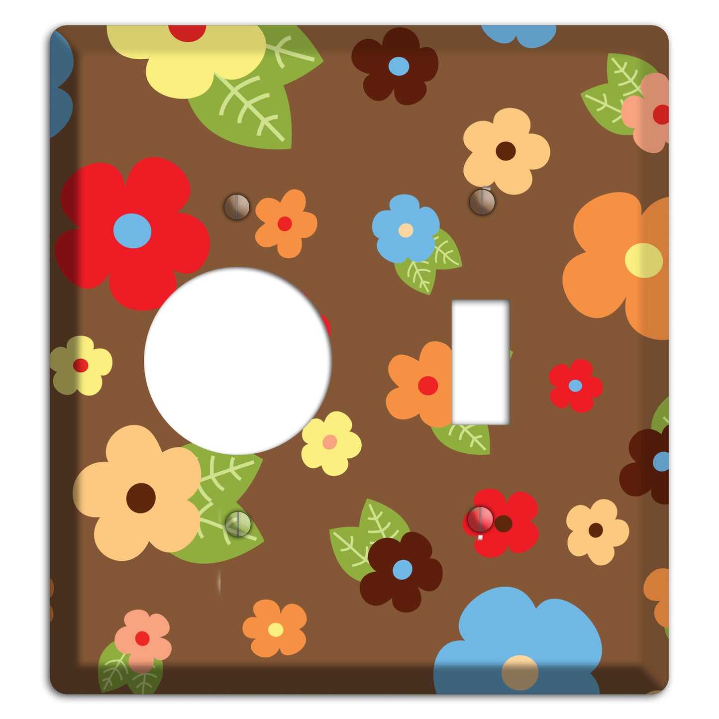 Brown Delicate Flowers Receptacle / Toggle Wallplate