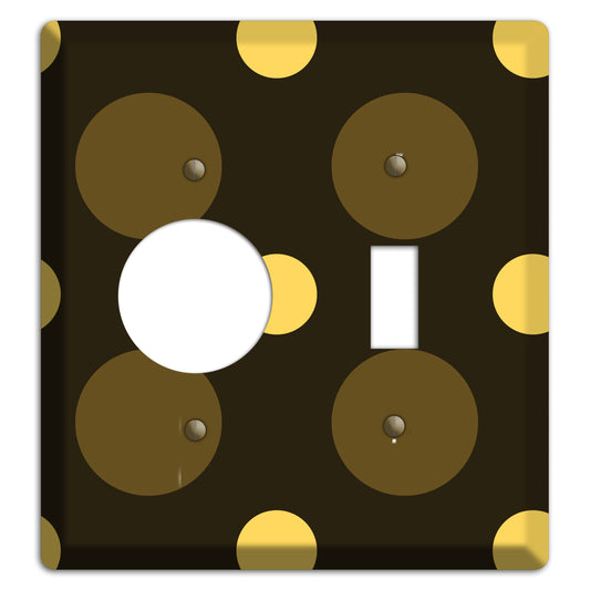 Brown with Brown and Yellow Multi Medium Polka Dots Receptacle / Toggle Wallplate