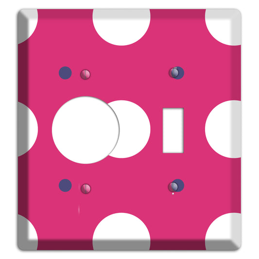 Fuschia with White and Purple Multi Tiled Medium Dots Receptacle / Toggle Wallplate