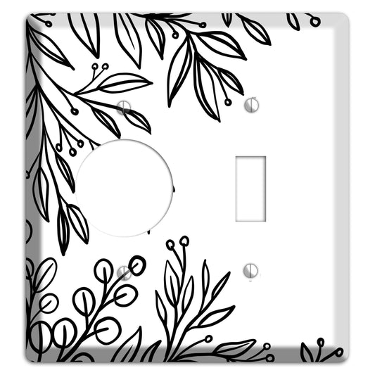 Hand-Drawn Floral 1 Receptacle / Toggle Wallplate