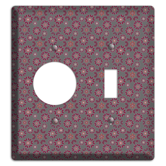 Grey with Tiny Burgundy Retro Suzani 2 Receptacle / Toggle Wallplate