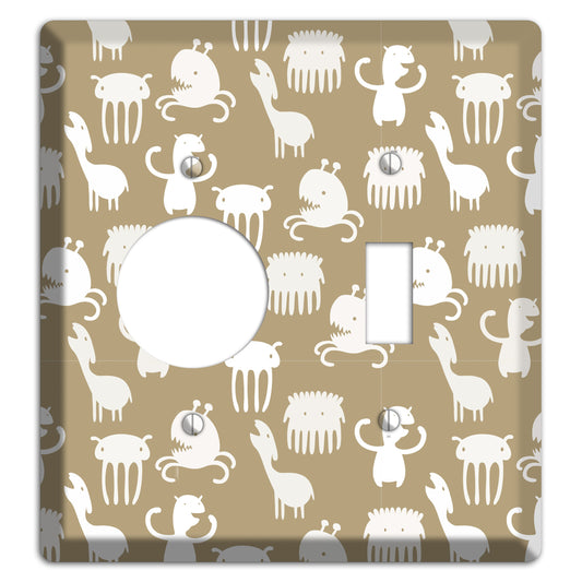 Sily Monsters Brown and White Receptacle / Toggle Wallplate