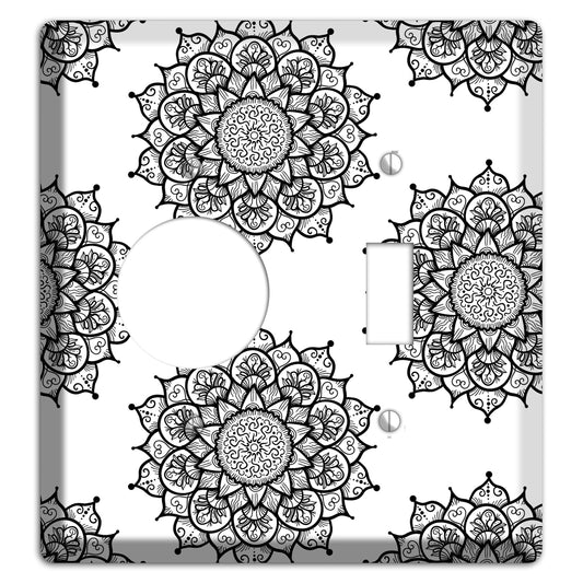 Mandala Black and White Style S Cover Plates Receptacle / Toggle Wallplate