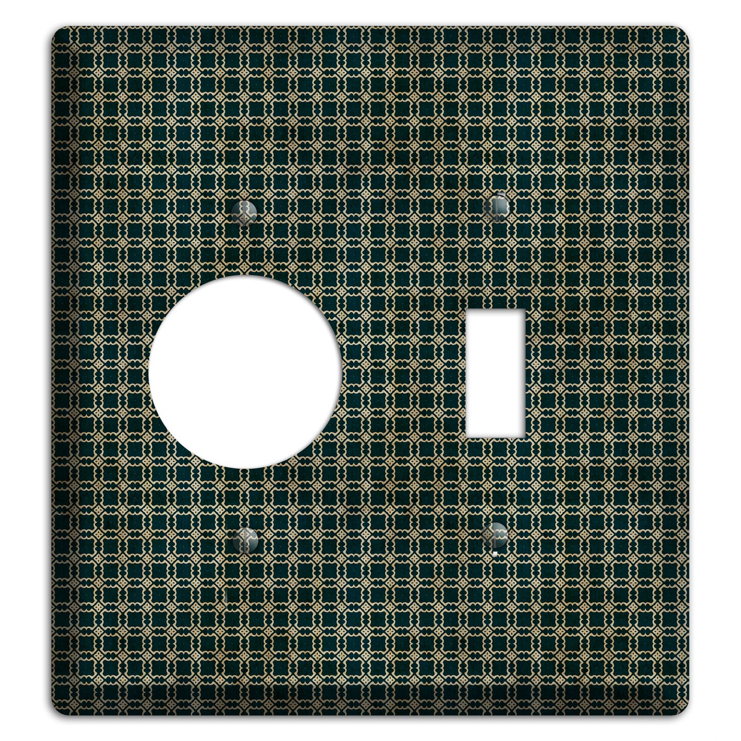 Dark Green Grunge Tiled Tiny Arabesque Receptacle / Toggle Wallplate