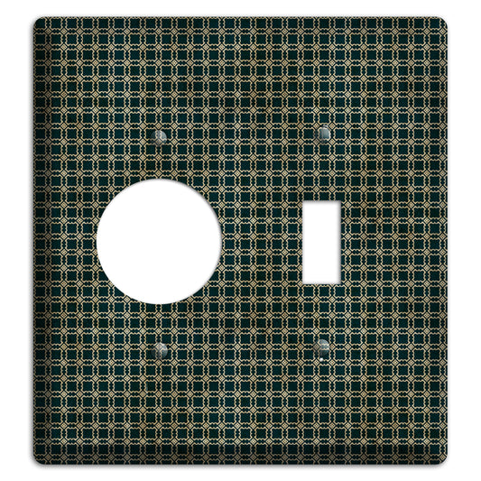 Dark Green Grunge Tiled Tiny Arabesque Receptacle / Toggle Wallplate