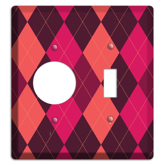 Orange and Pink Argyle Receptacle / Toggle Wallplate