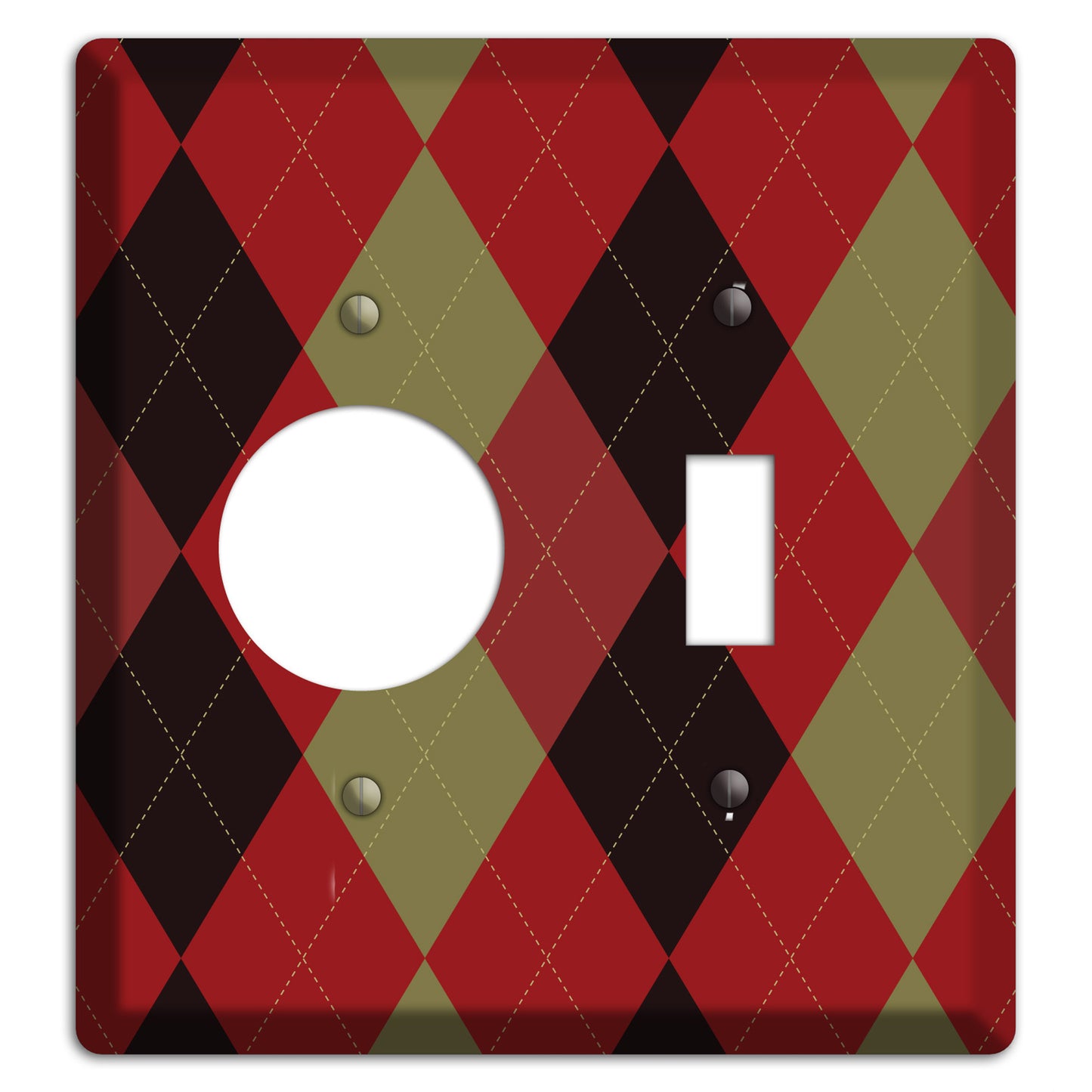 Red Olive Black Argyle Receptacle / Toggle Wallplate