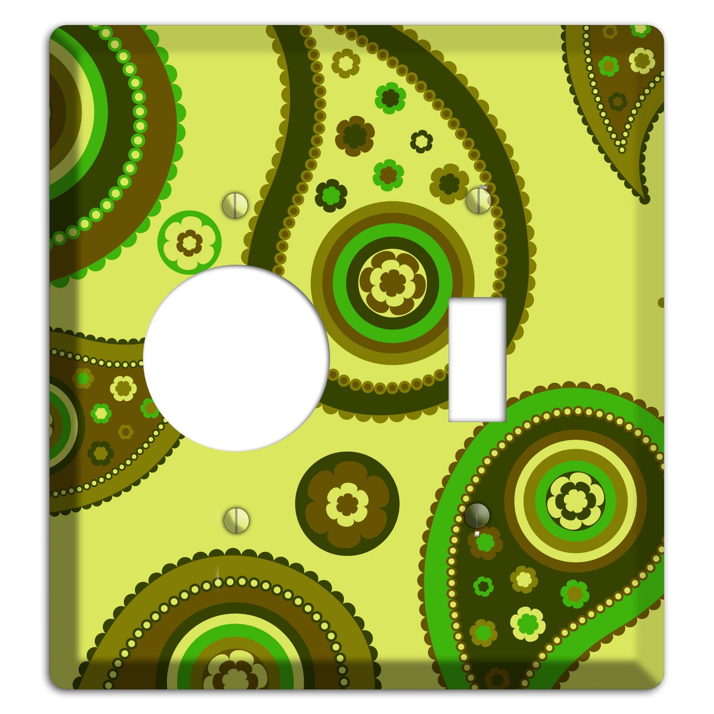 Bright Green Paisley Receptacle / Toggle Wallplate