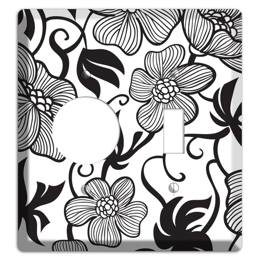 White with Black Tropical Receptacle / Toggle Wallplate