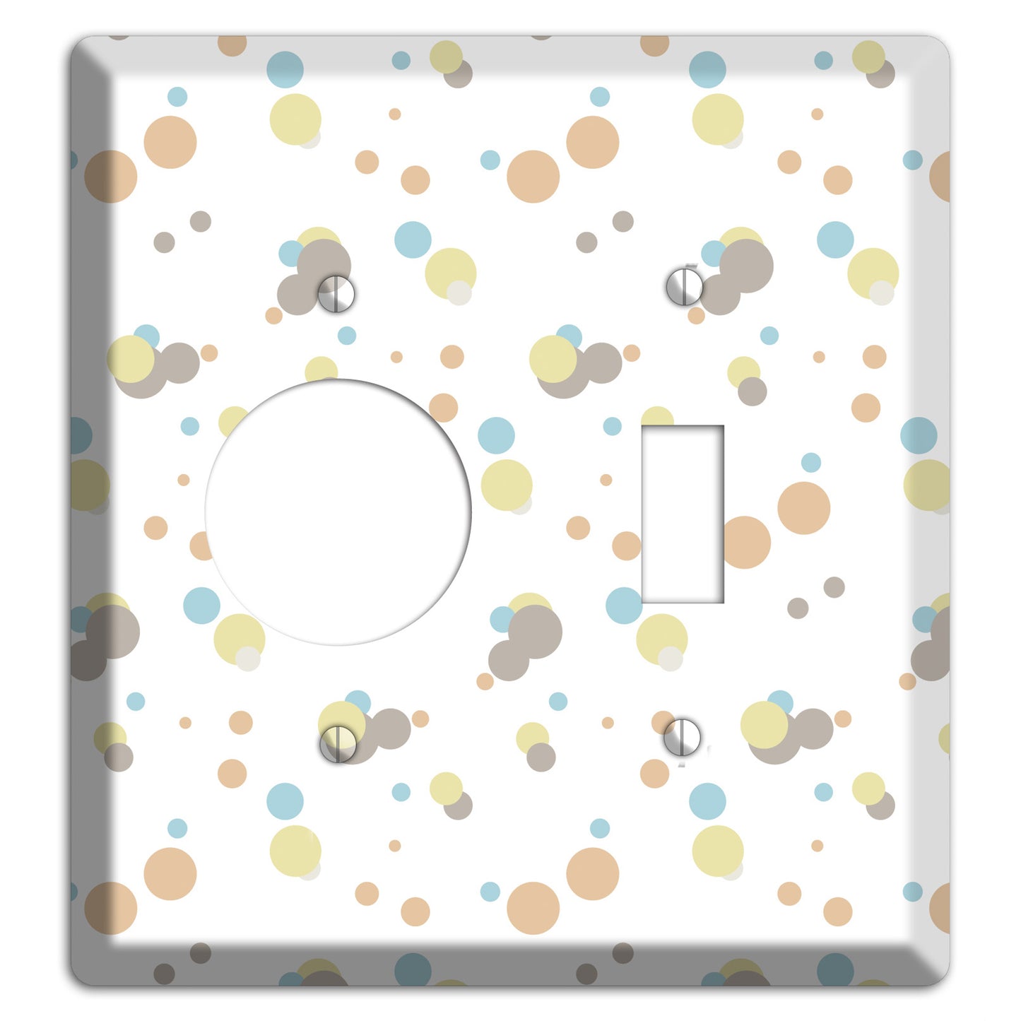 White with Soft Sage Blue and Umber Small Dots Receptacle / Toggle Wallplate