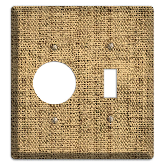 Teak Burlap Receptacle / Toggle Wallplate