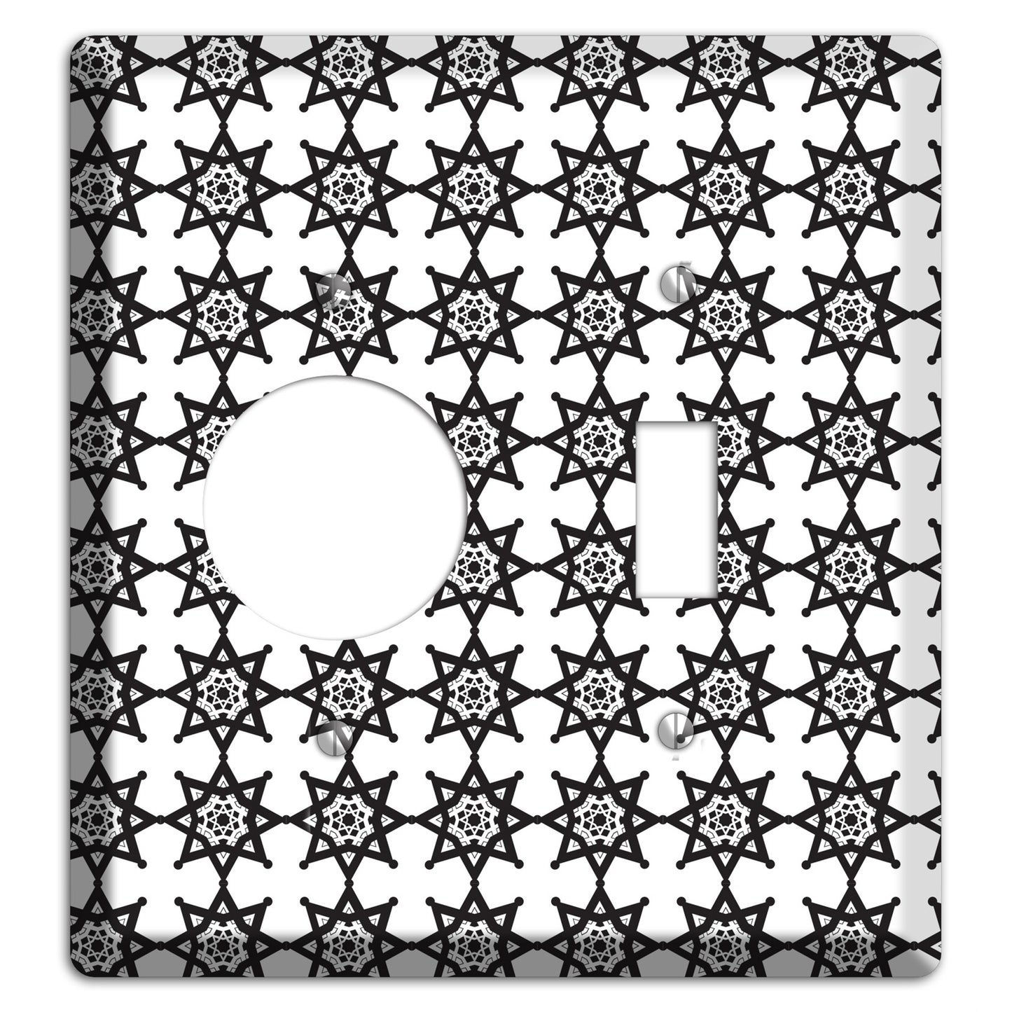 White with Black Arabesque Aster Receptacle / Toggle Wallplate