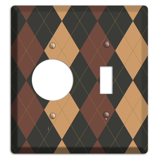 Maroon and Tan Argyle Receptacle / Toggle Wallplate