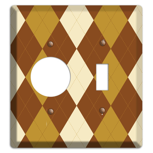 Multi Brown Argyle Receptacle / Toggle Wallplate