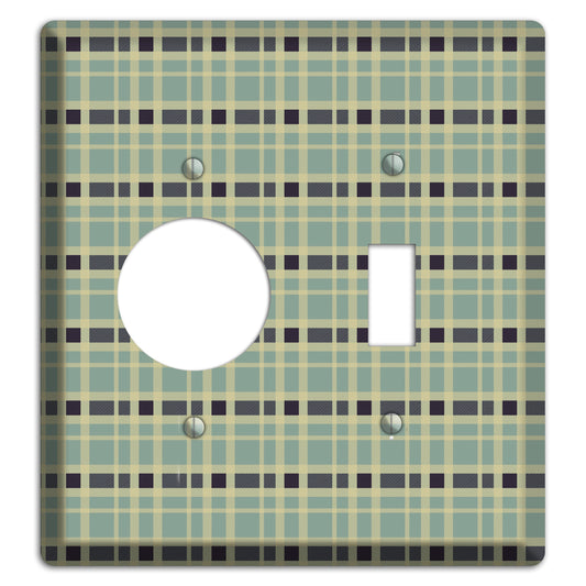 Sage and Black Plaid Receptacle / Toggle Wallplate