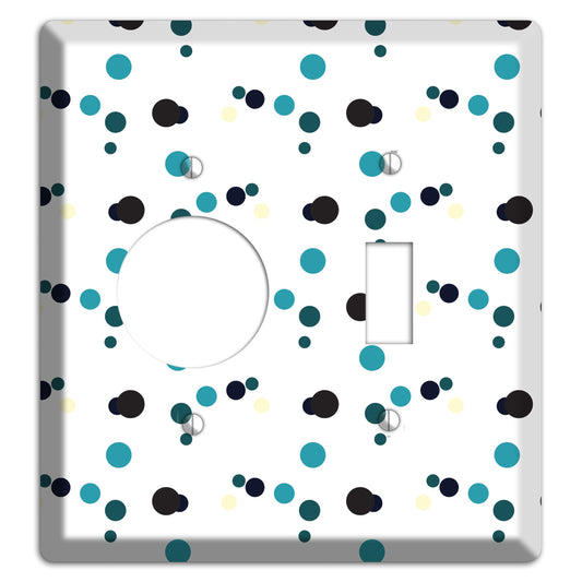 White with Teal and Black Multi Dots Receptacle / Toggle Wallplate