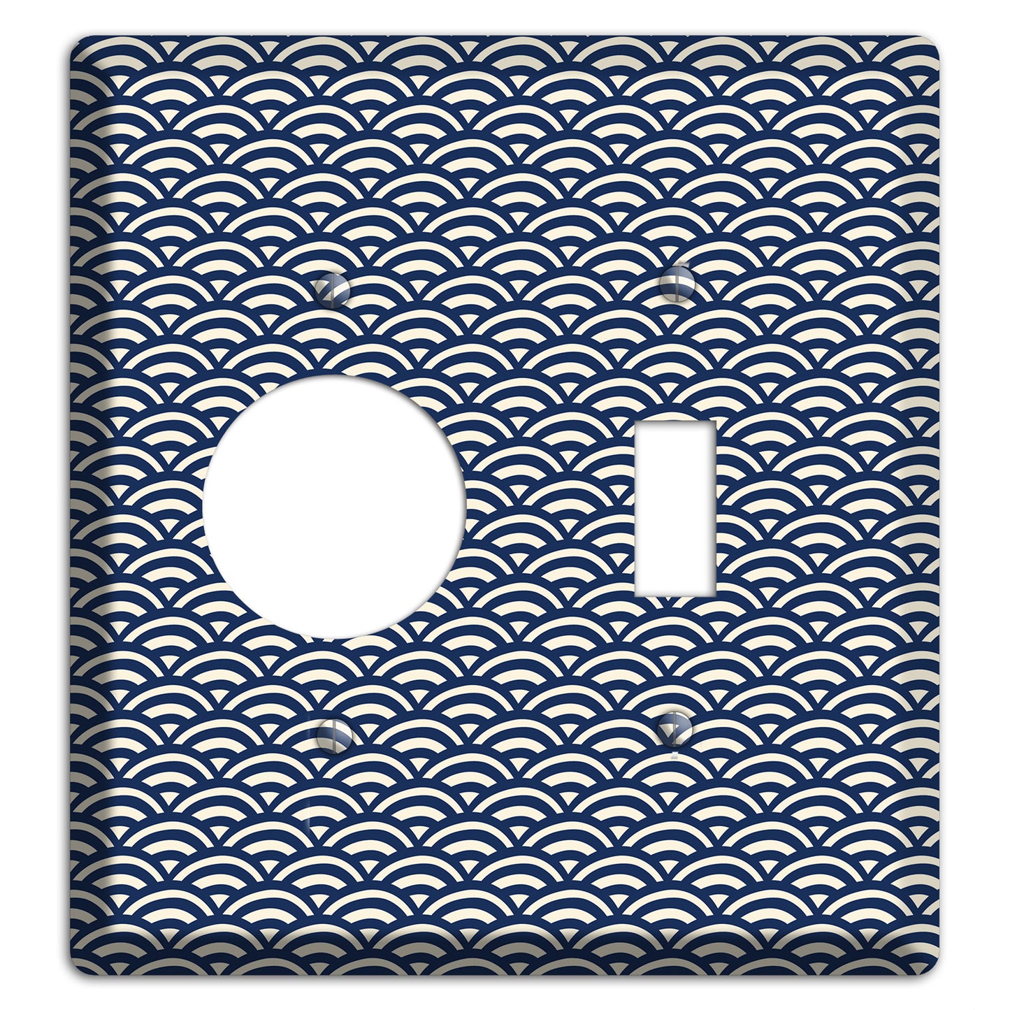 Navy Scallop Print Receptacle / Toggle Wallplate