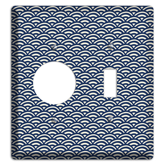 Navy Scallop Print Receptacle / Toggle Wallplate