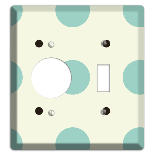 Soft Green with Aqua and Black Multi Tiled Medium Dots Receptacle / Toggle Wallplate