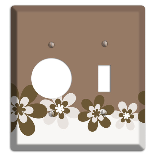 Brown Hippie Flowers Receptacle / Toggle Wallplate