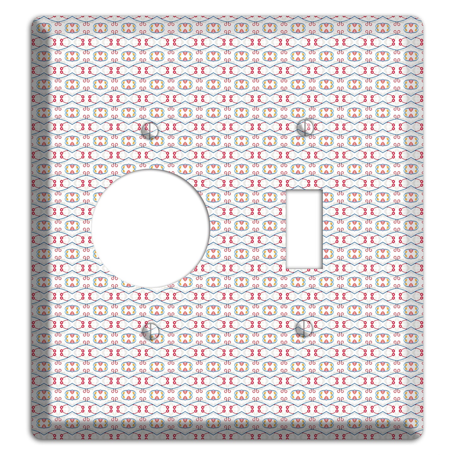 White with Red Tapestry Contour Receptacle / Toggle Wallplate