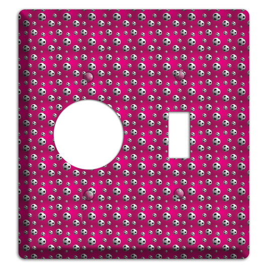 Fuschia with Soccer Balls Receptacle / Toggle Wallplate