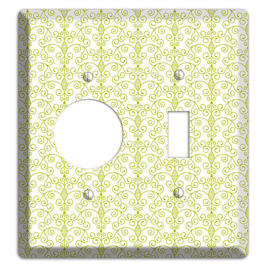 Olive Toile Half Drop Receptacle / Toggle Wallplate