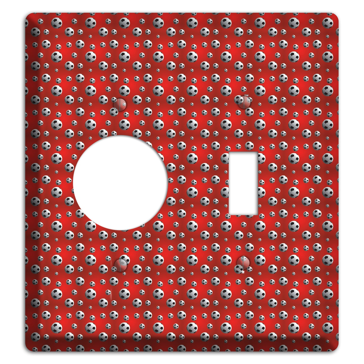 Red with Soccer Balls Receptacle / Toggle Wallplate