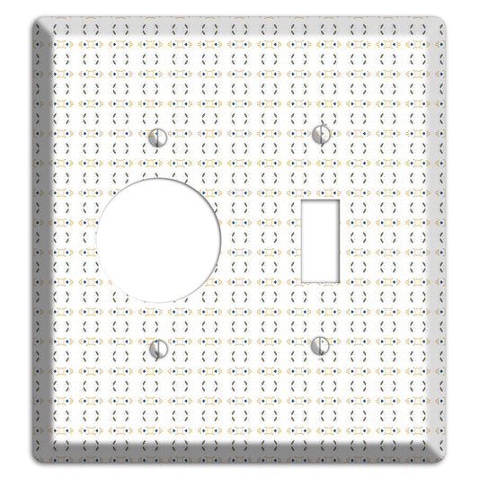 White with Grey and Olive Simple Geometric Receptacle / Toggle Wallplate