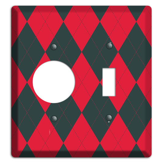 Red and Black Argyle Receptacle / Toggle Wallplate