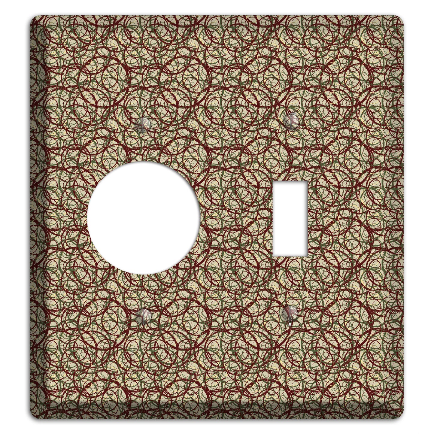 Brown and Burgundy Circles Receptacle / Toggle Wallplate