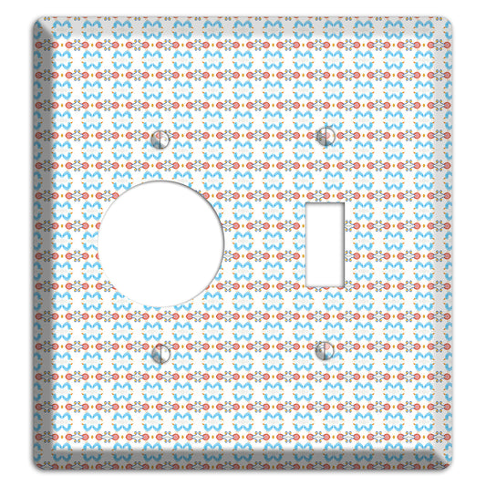 White with Blue Red Tapestry Receptacle / Toggle Wallplate