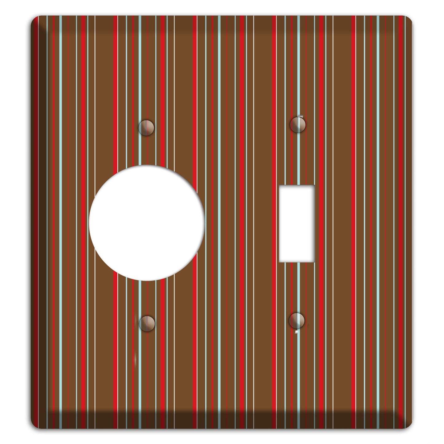 Brown Red and Dusty Blue Vertical Stripes Receptacle / Toggle Wallplate