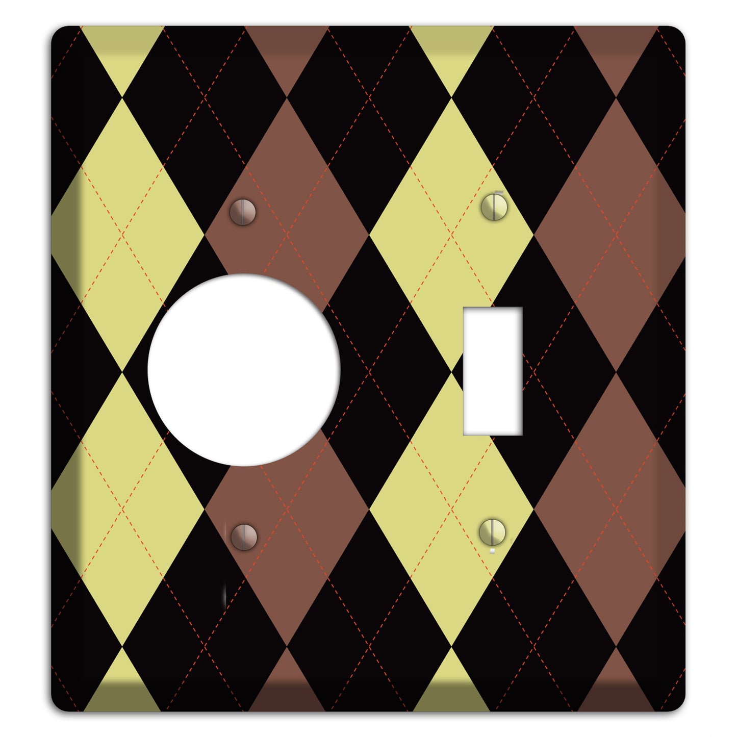 Yellow and Brown Argyle Receptacle / Toggle Wallplate