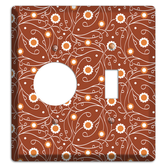 Brown Vine Floral Receptacle / Toggle Wallplate